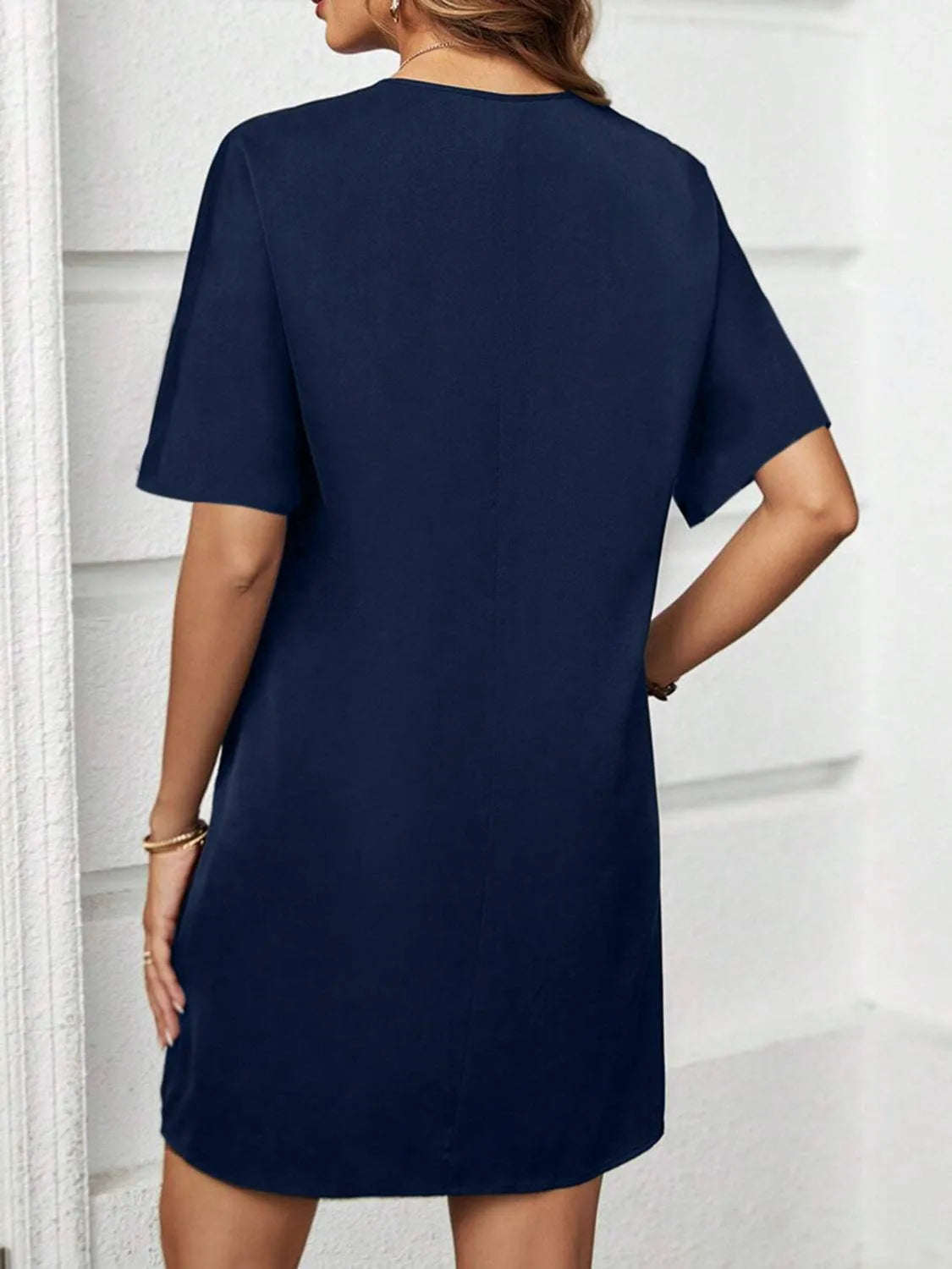 V-Neck Short Sleeve Mini Dress Casual Dresses - Tophatter Daily Deals
